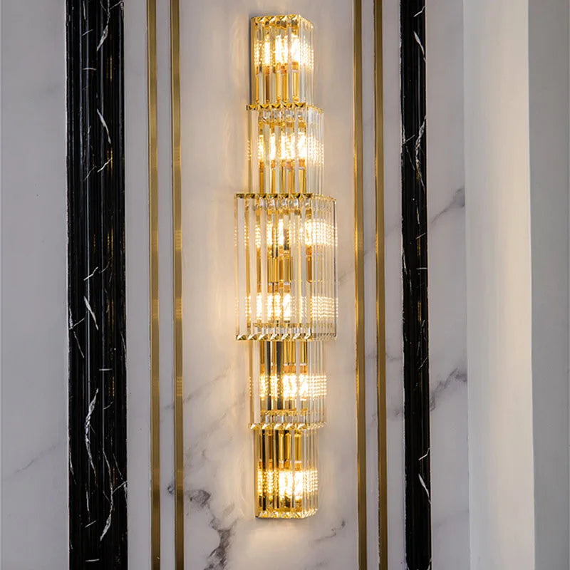 Lunara kristallen pilaarwandlamp - elegante, gebroken gloed - Desfino