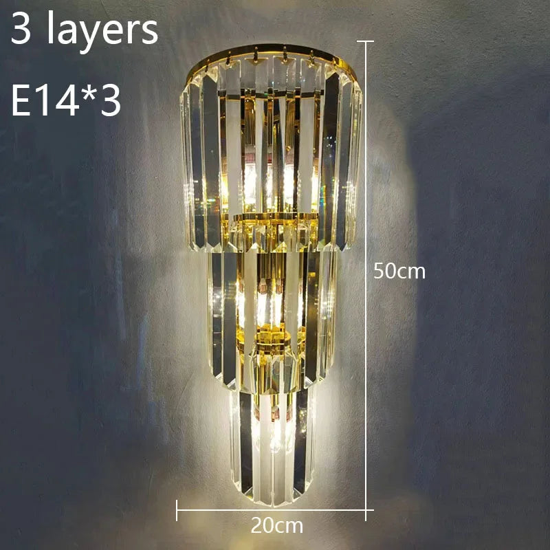 Lunara kristallen pilaarwandlamp - elegante, gebroken gloed - Desfino
