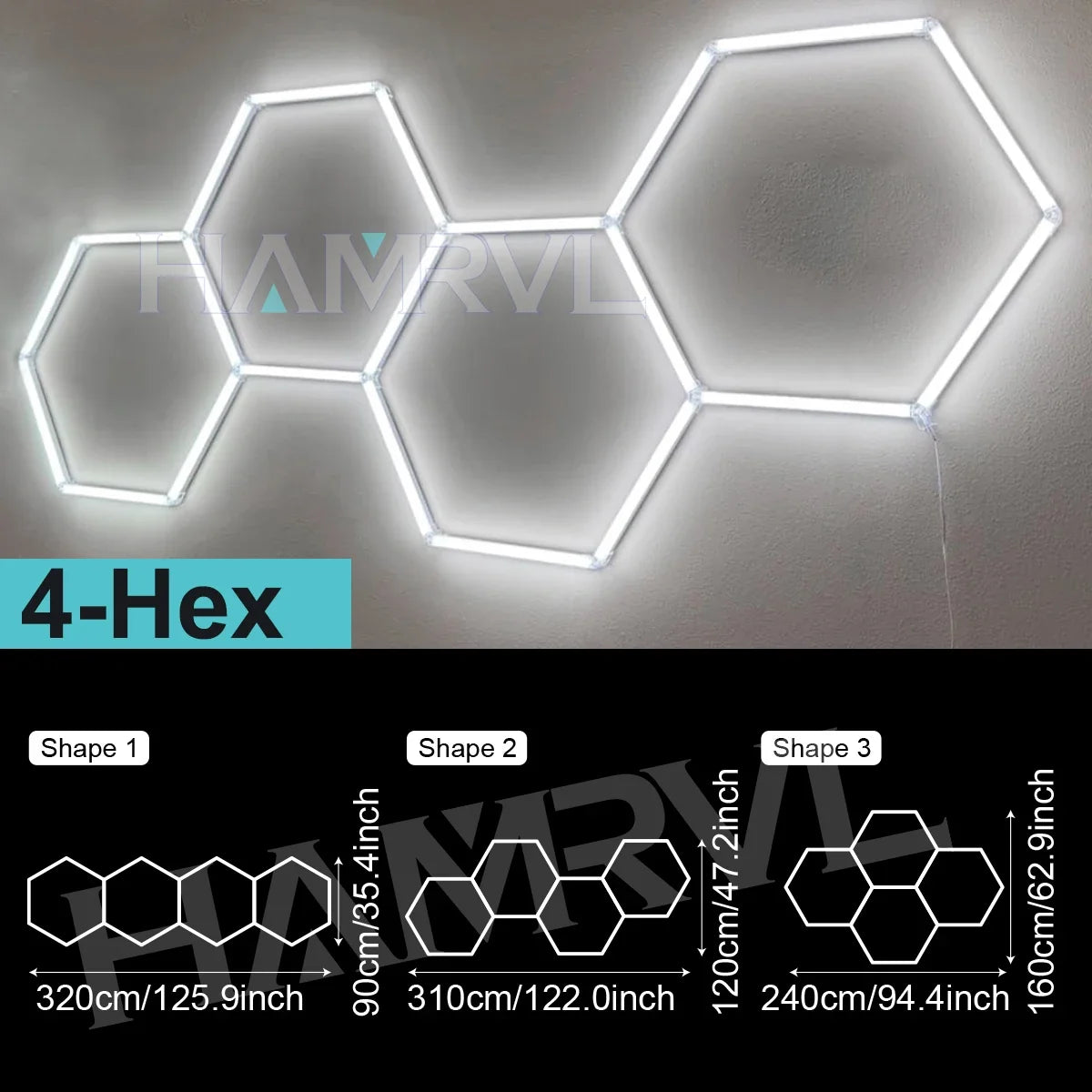 Lampe LED hexagonale de garage HAMRVL 110-240V, tube de 440mm | Desfino