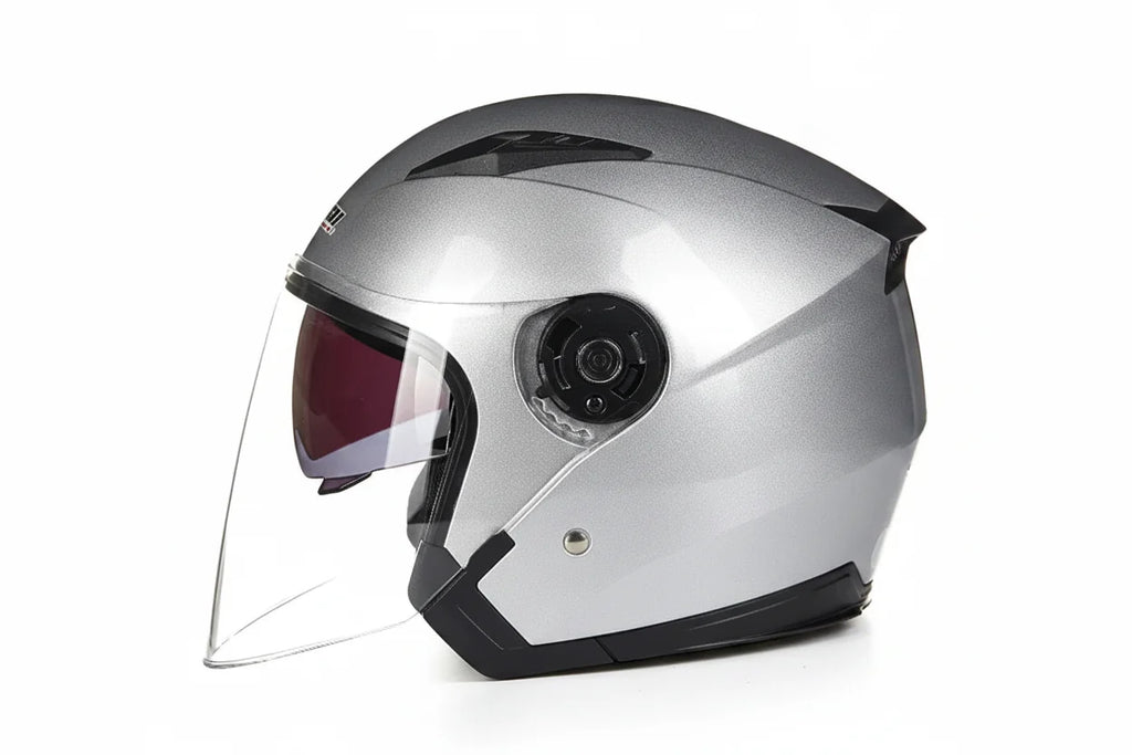 DOT-gecertificeerde motorhelm met halve schaal en dubbel vizier — lichtgewicht ABS-schaal | Desfino