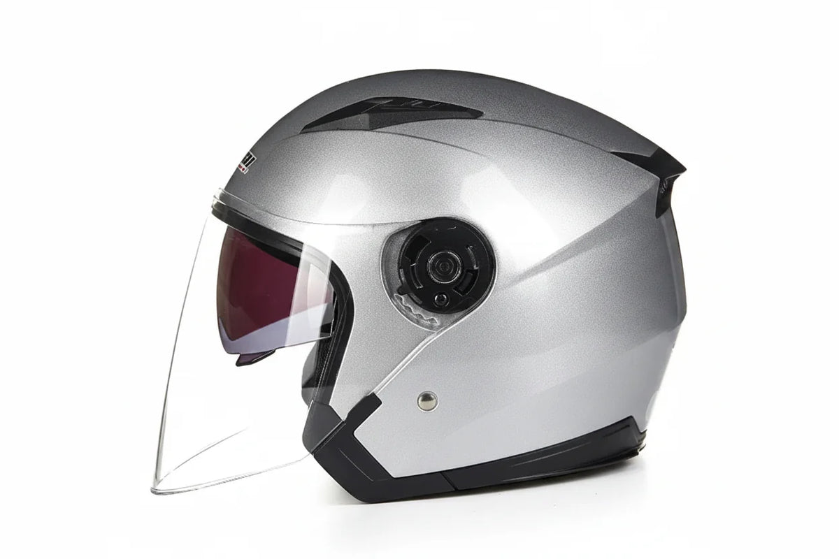 DOT-gecertificeerde motorhelm met halve schaal en dubbel vizier — lichtgewicht ABS-schaal | Desfino