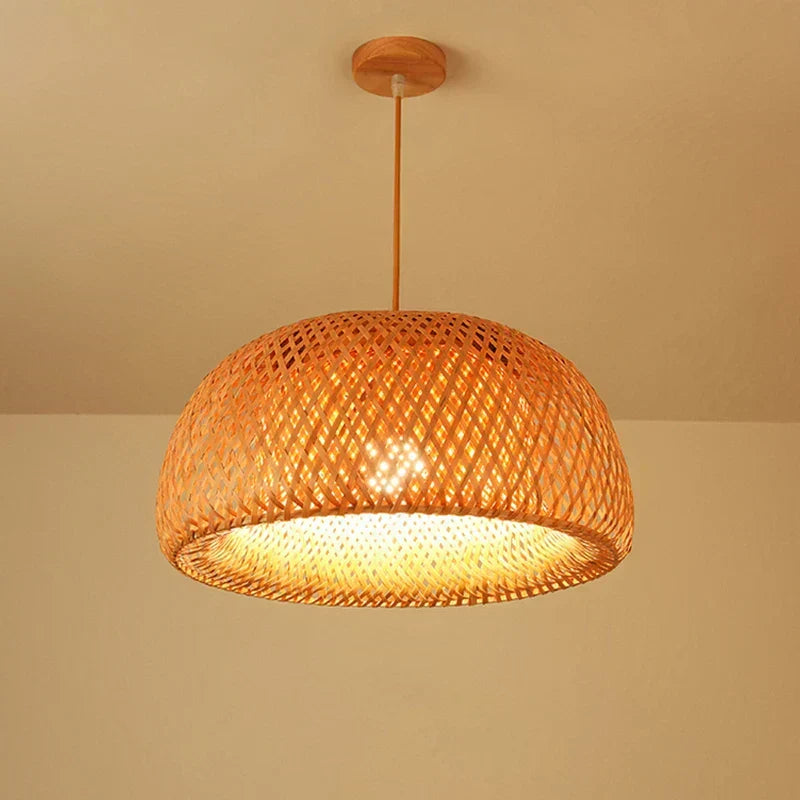 מנורת תלייה סרוגה בהשראה סינית KiraBamboo, בעבודת יד - Desfino