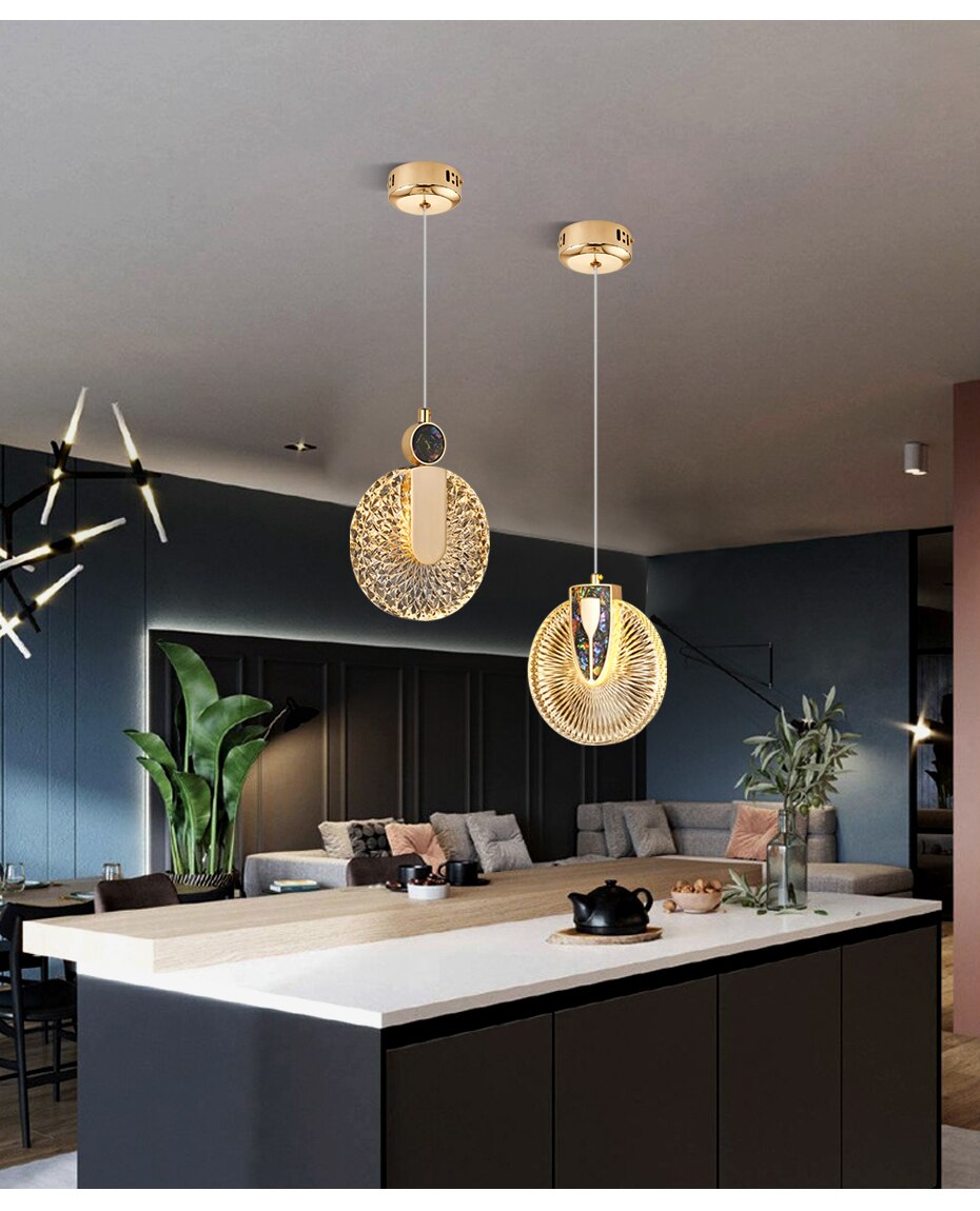 Aurelia Gold LED-krystallpendellampe — rund taklampe - Desfino