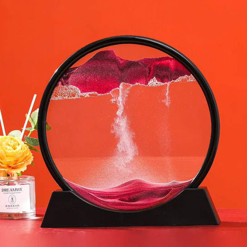 AureaFlow Glass Hourglass — Kinetic 3D Sand Motion, Clear Enclosure