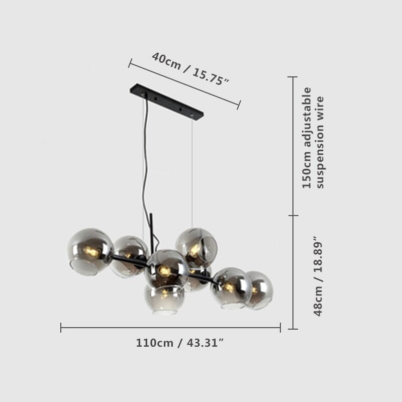 Aveline-bubbelkroonluchter — zwarte en gouden hanglamp van 56 W, 40 x 110cm - Desfino