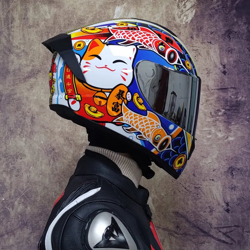 Capacete Integral de Competição para Motociclismo com Viseira Dupla e Certificação DOT - Desfino