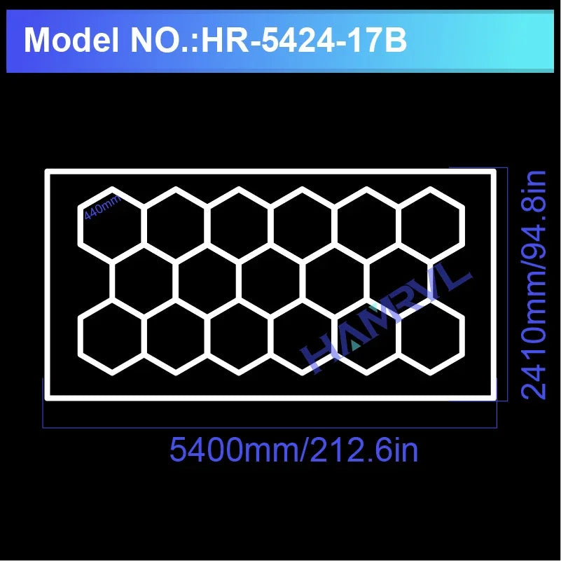 Lampe LED hexagonale de garage HAMRVL 110-240V, tube de 440mm | Desfino