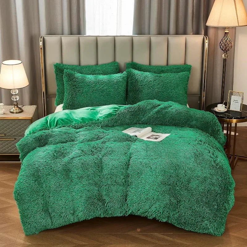 Capa de edredão de veludo Silvara — Roupa de cama aconchegante em pelo sintético macio - Desfino