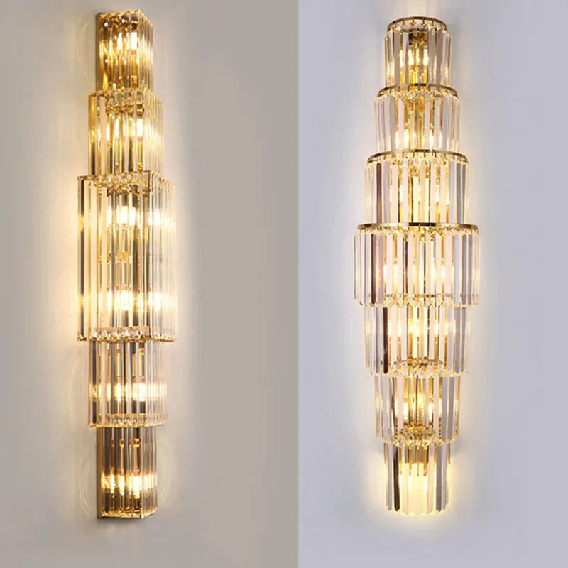 Lunara kristallen pilaarwandlamp - elegante, gebroken gloed - Desfino