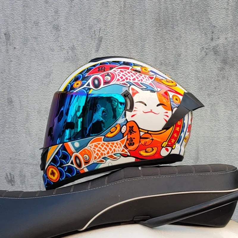 Casque de moto intégral LVS-701 — chaleur hivernale, double visière - Desfino