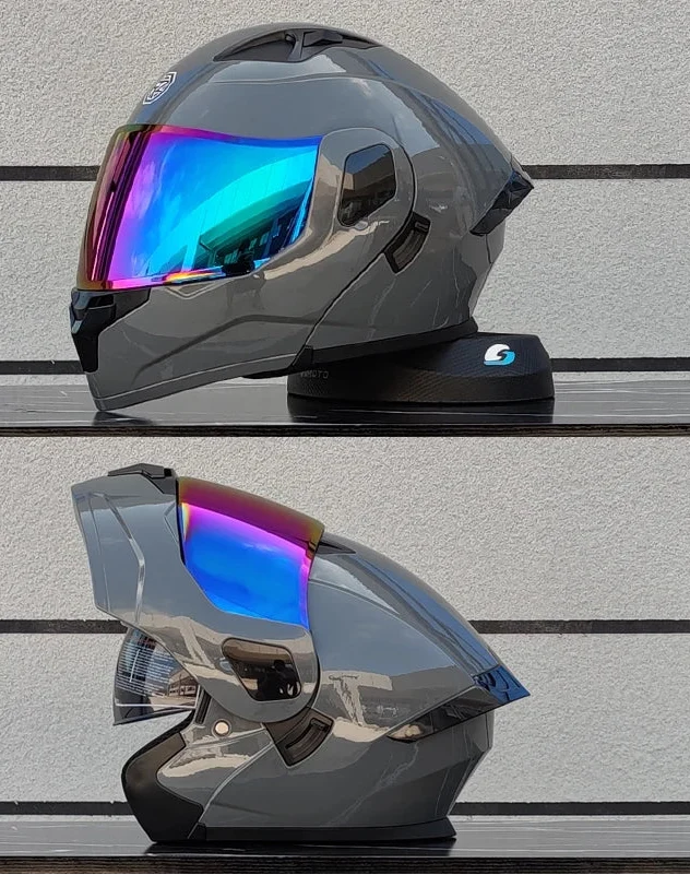 Casque intégral modulable relevable certifié DOT — Double visière, coque en ABS/PC - Desfino