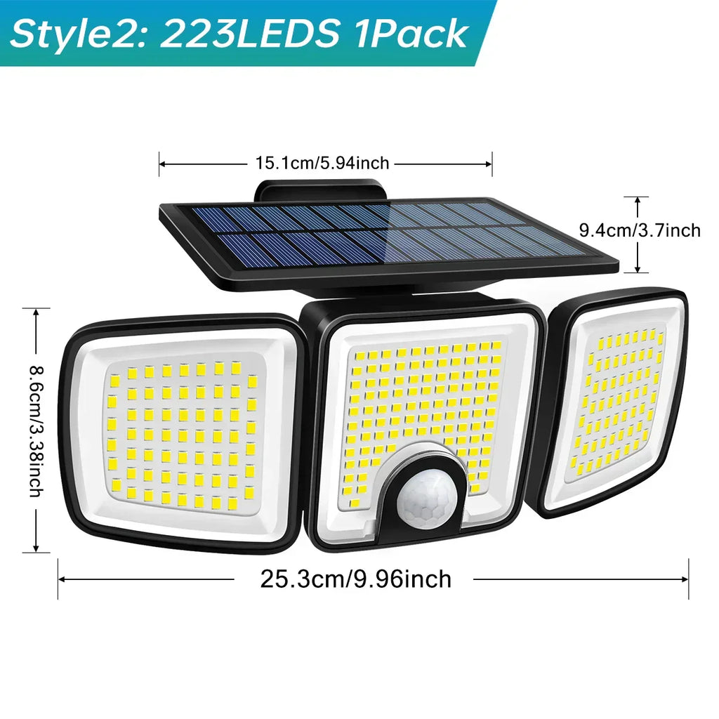 Luz solar de movimiento SolaraBeam de tres cabezales — Cobertura de 270 grados - Desfino