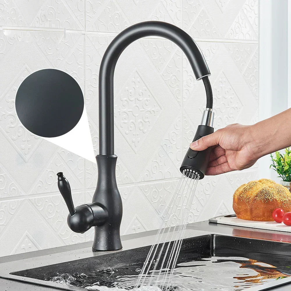 AureliaLux Gold Kitchen Faucet — Pull-Out Spray, Swivel Spout