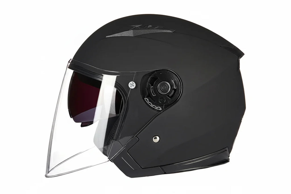 DOT-gecertificeerde motorhelm met halve schaal en dubbel vizier — lichtgewicht ABS-schaal | Desfino