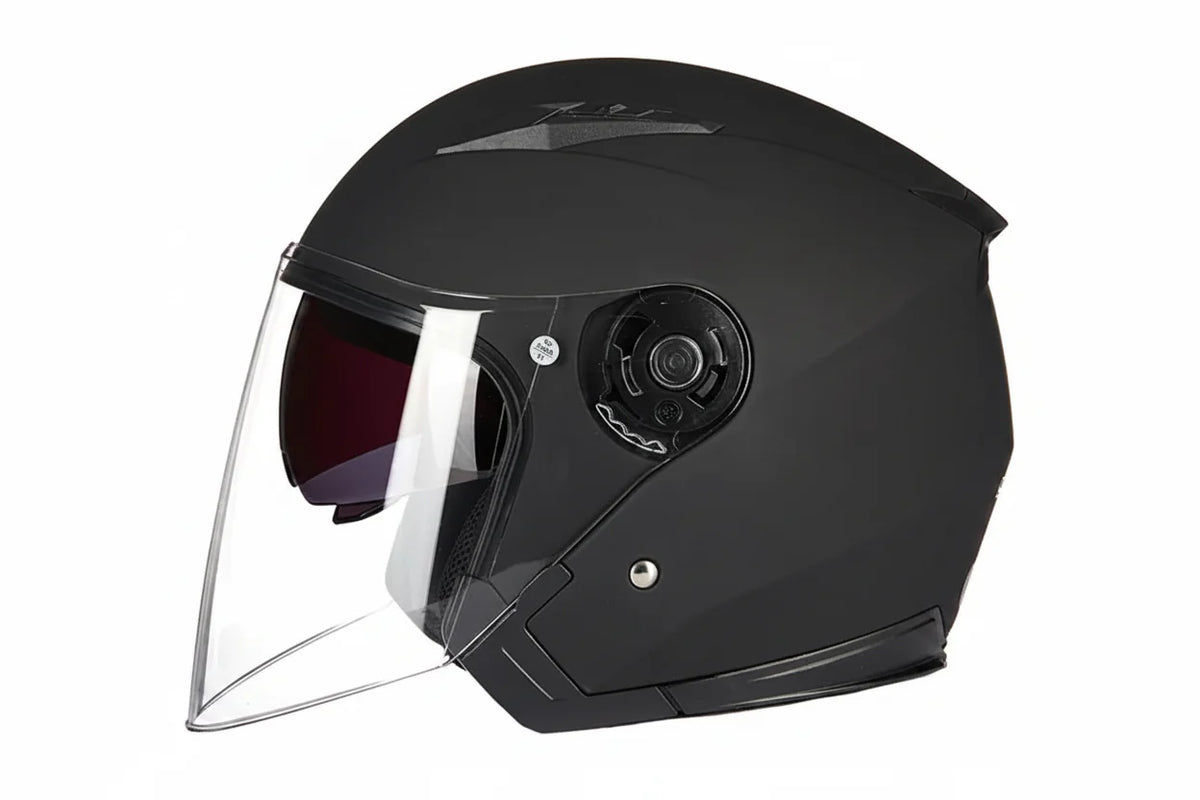 DOT-gecertificeerde motorhelm met halve schaal en dubbel vizier — lichtgewicht ABS-schaal | Desfino
