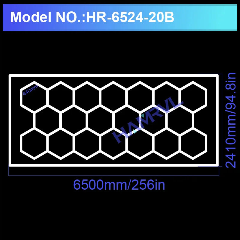 Lampe LED hexagonale de garage HAMRVL 110-240V, tube de 440mm | Desfino