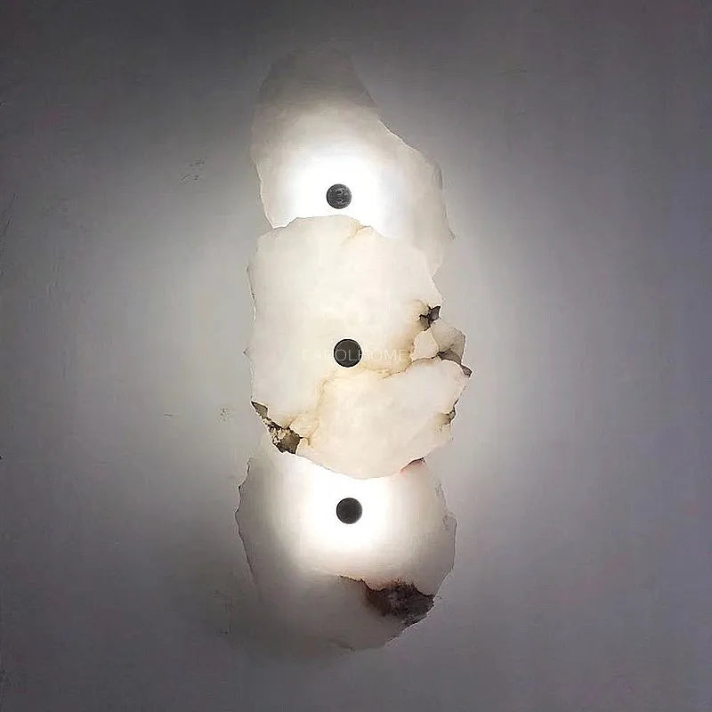Aplique de parede LED de arte moderna Aurora — Mármore, detalhes em cobre - Desfino