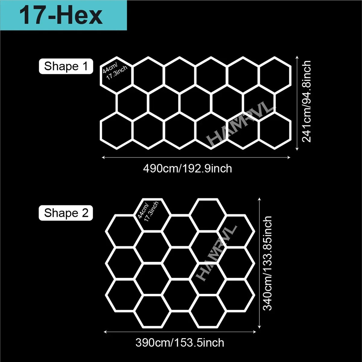 Lampe LED hexagonale de garage HAMRVL 110-240V, tube de 440mm | Desfino