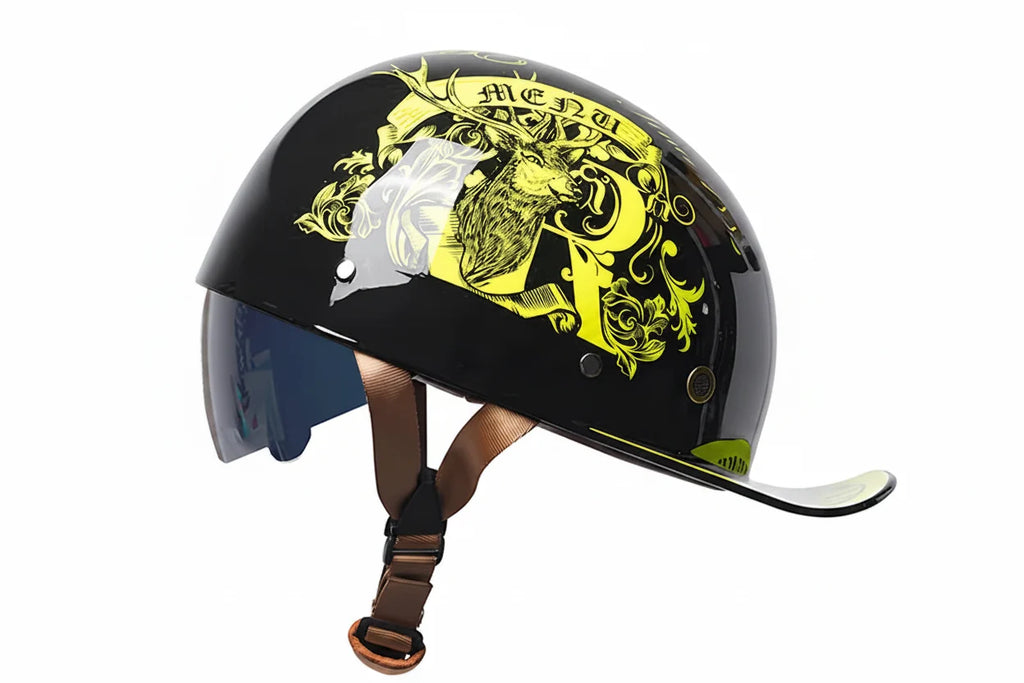Retro-Halbschalenhelm im Baseball-Cap-Stil mit ausziehbarer Innenlinse - Desfino