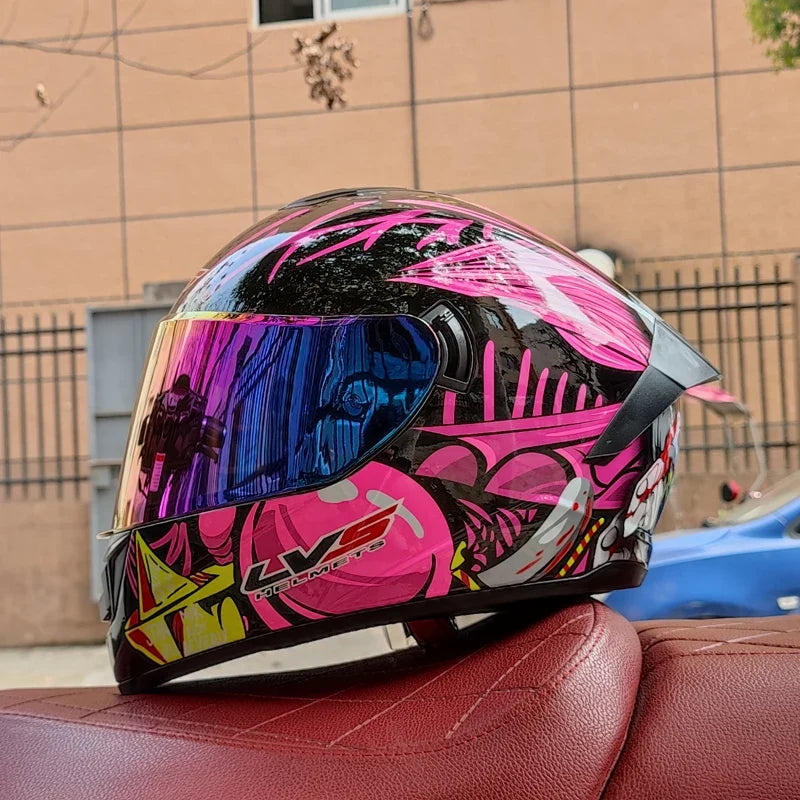 Capacete Integral de Competição para Motociclismo com Viseira Dupla e Certificação DOT - Desfino