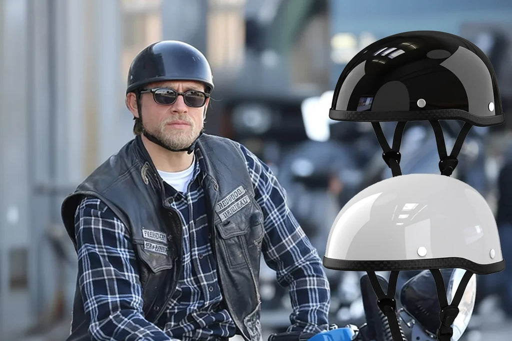 Vintage retro motocyklová přilba s polovičním krytím, certifikovaná DOT | Desfino