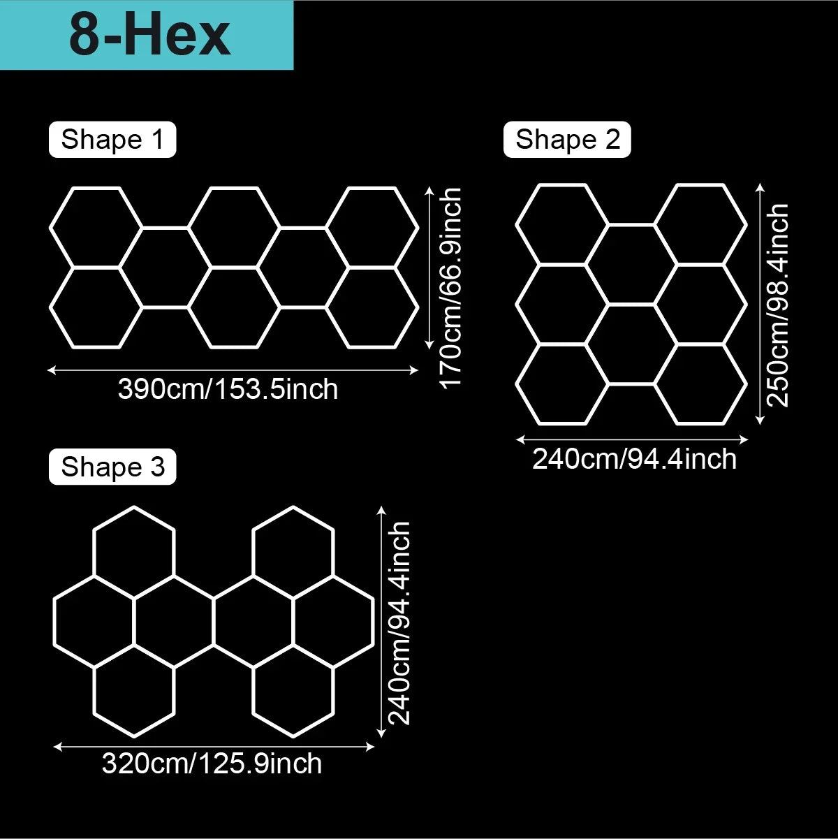 Lampe LED hexagonale de garage HAMRVL 110-240V, tube de 440mm | Desfino