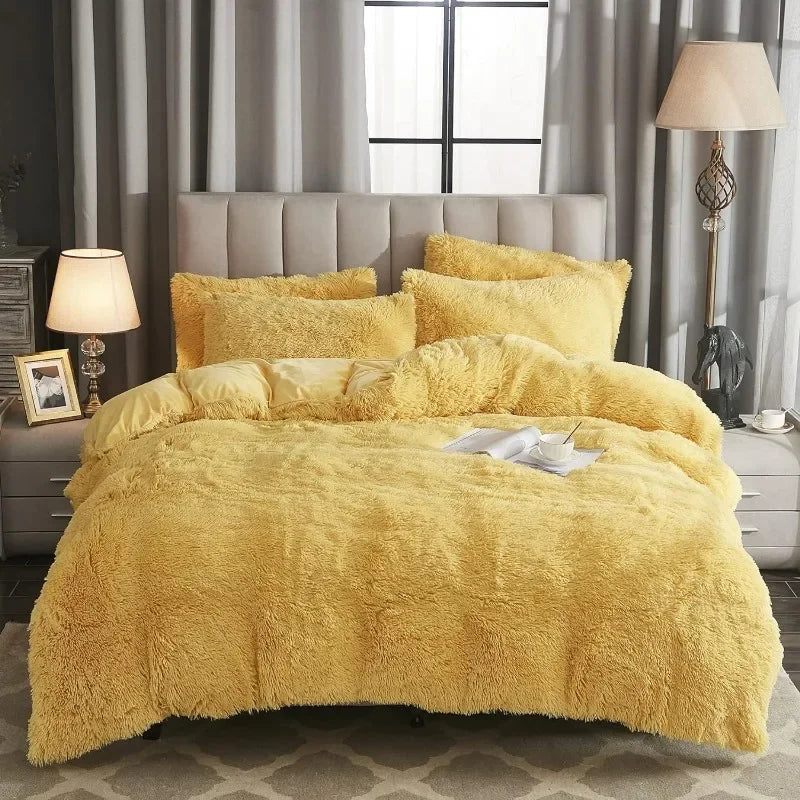 Capa de edredão de veludo Silvara — Roupa de cama aconchegante em pelo sintético macio - Desfino
