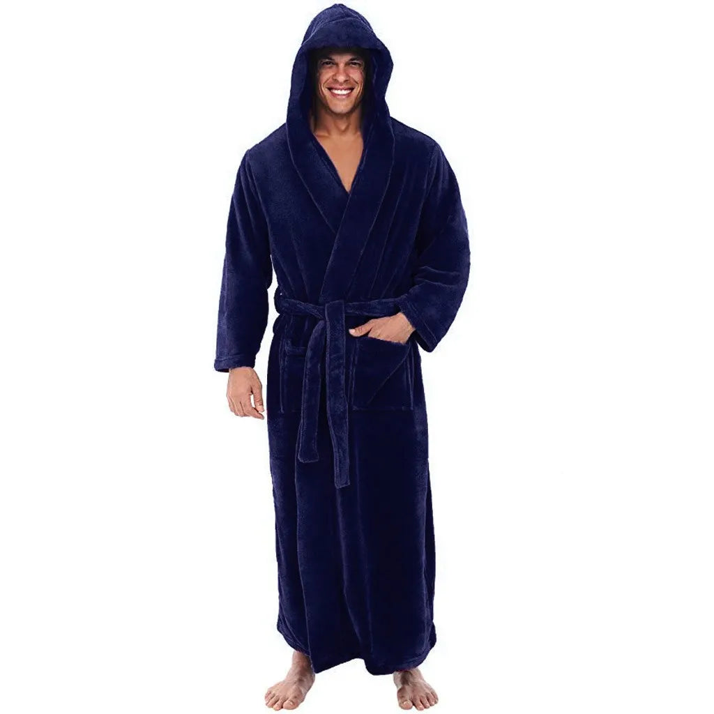 رداء حمّام CozyNest رجالي سميك وفاخر بغطاء للرأس — تغطية كاملة الطول - Desfino