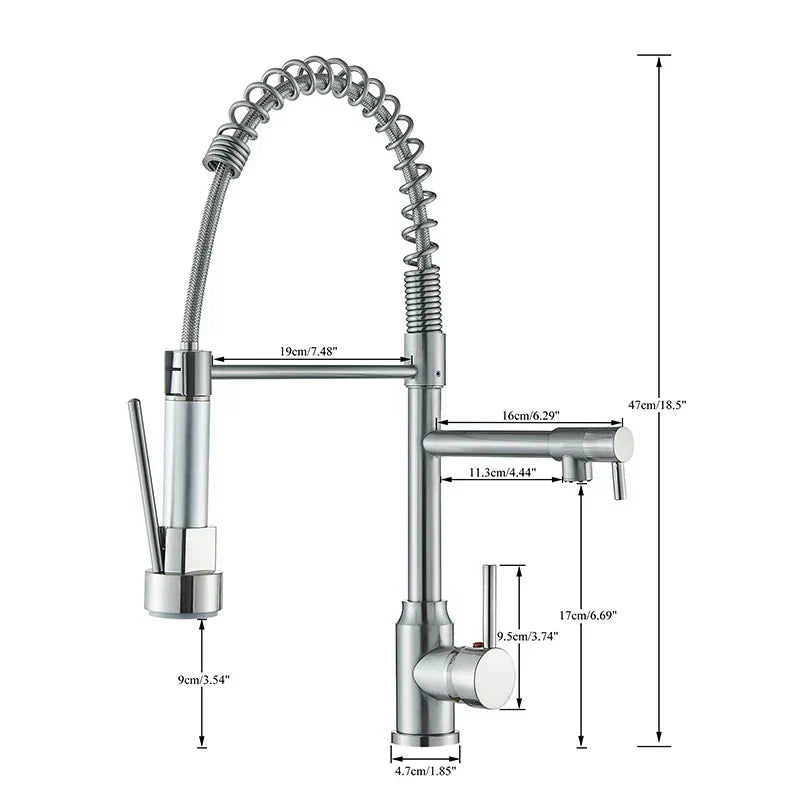 Grifo monomando de cocina de níquel cepillado NovaPulse — Caño extraíble giratorio de 360° - Desfino