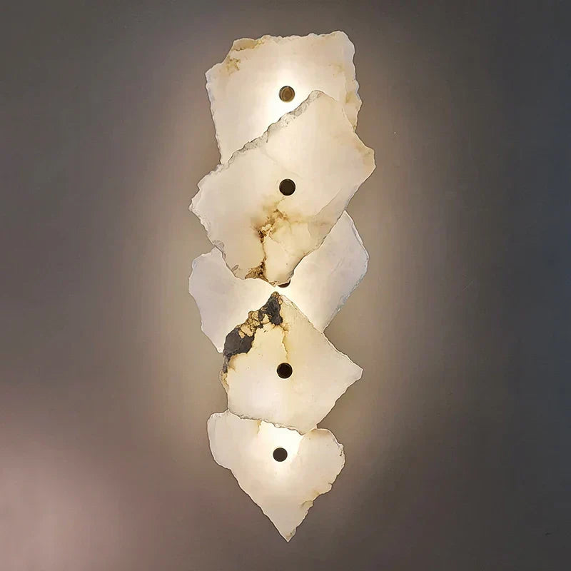 Aplique de parede LED de arte moderna Aurora — Mármore, detalhes em cobre - Desfino