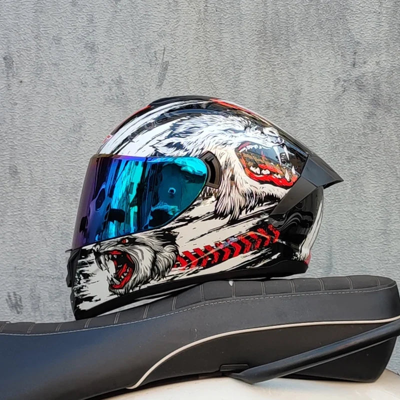 Casque de moto intégral LVS-701 — chaleur hivernale, double visière - Desfino