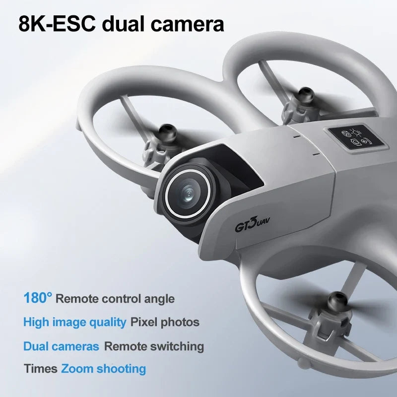 רחפן RC GT3 משנת 2025 — מצלמה כפולה 8K 5G HD, הימנעות ממכשולים - Desfino