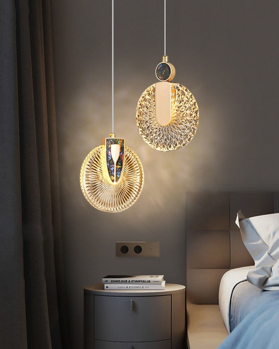 Aurelia Gold LED-krystallpendellampe — rund taklampe - Desfino