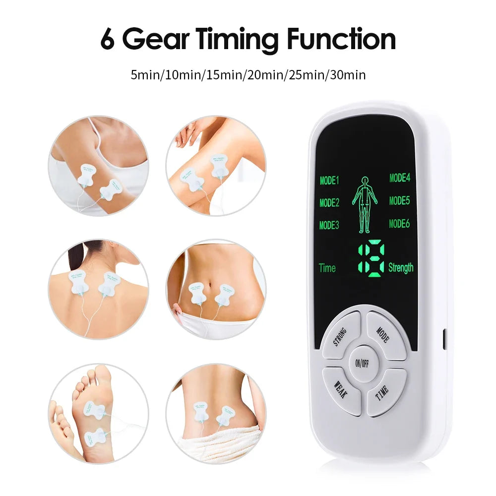 TENS-muskelstimulator — 6 moduser, 10 nivåer, stor LCD-skjerm, 4 elektroder - Desfino
