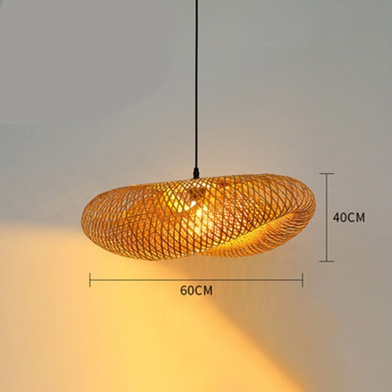 Suspension LED KoruBend — Luminaire moderne rustique en bambou - Desfino