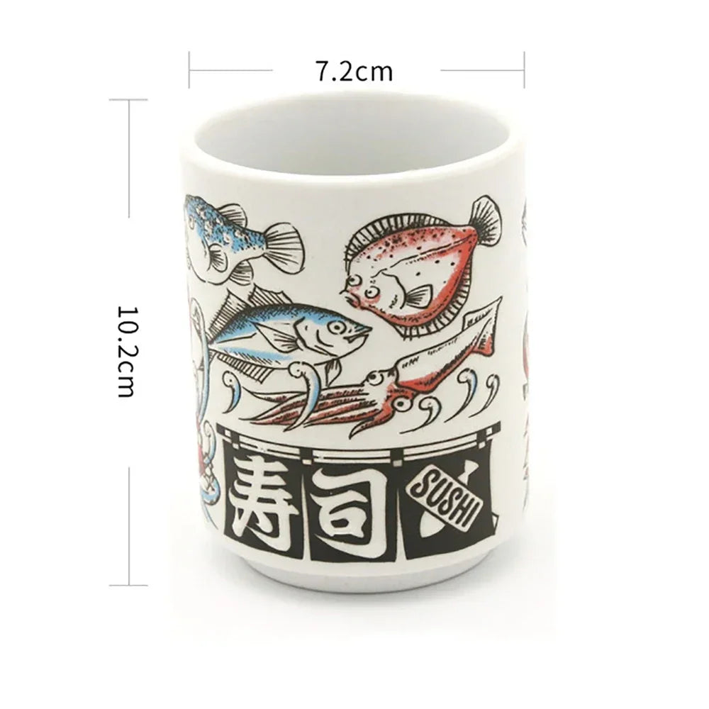 Kiyomi-käsintehdyt japanilaiset teekupit — Fuji-vuori syksyinen design - Desfino