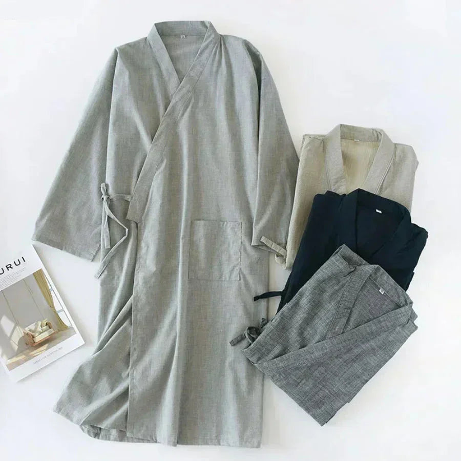 Nadirloft Herren-Baumwoll-Kimono-Nachtgewand, Ausgabe 2024 - Desfino
