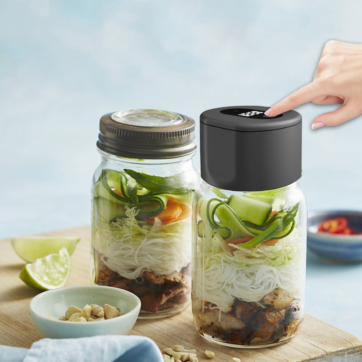 FreshLock Cordless Mason Jar Vacuum Sealer Kit, Rechargeable - Desfino