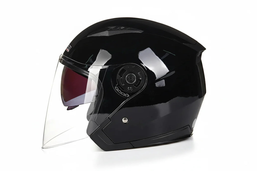 DOT-gecertificeerde motorhelm met halve schaal en dubbel vizier — lichtgewicht ABS-schaal | Desfino
