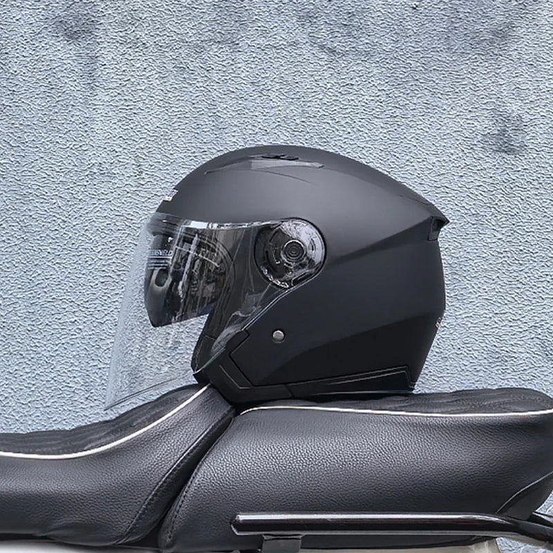 Casque de moto léger 3/4 - double visière, écran transparent, pare-soleil - Desfino