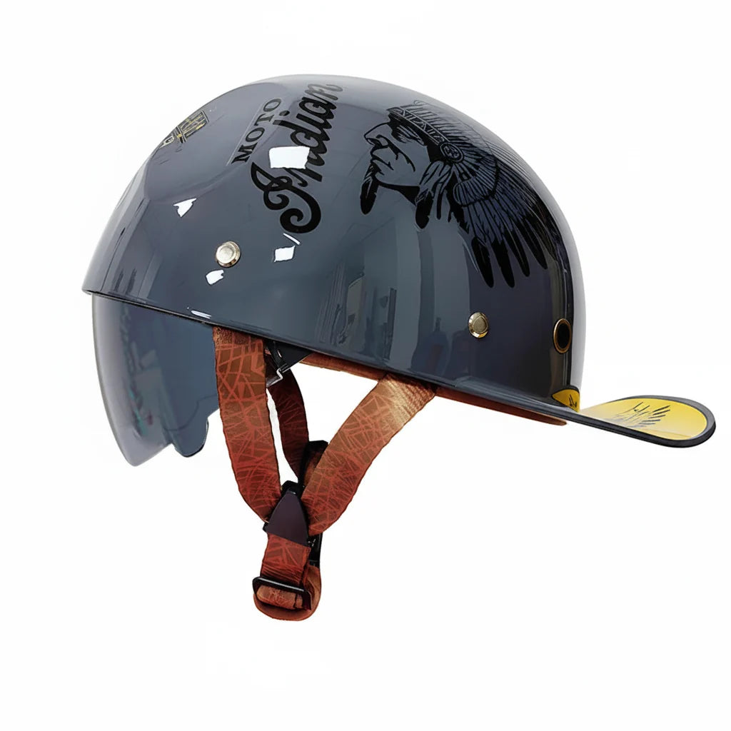 Retro-Halbschalenhelm im Baseball-Cap-Stil mit ausziehbarer Innenlinse - Desfino