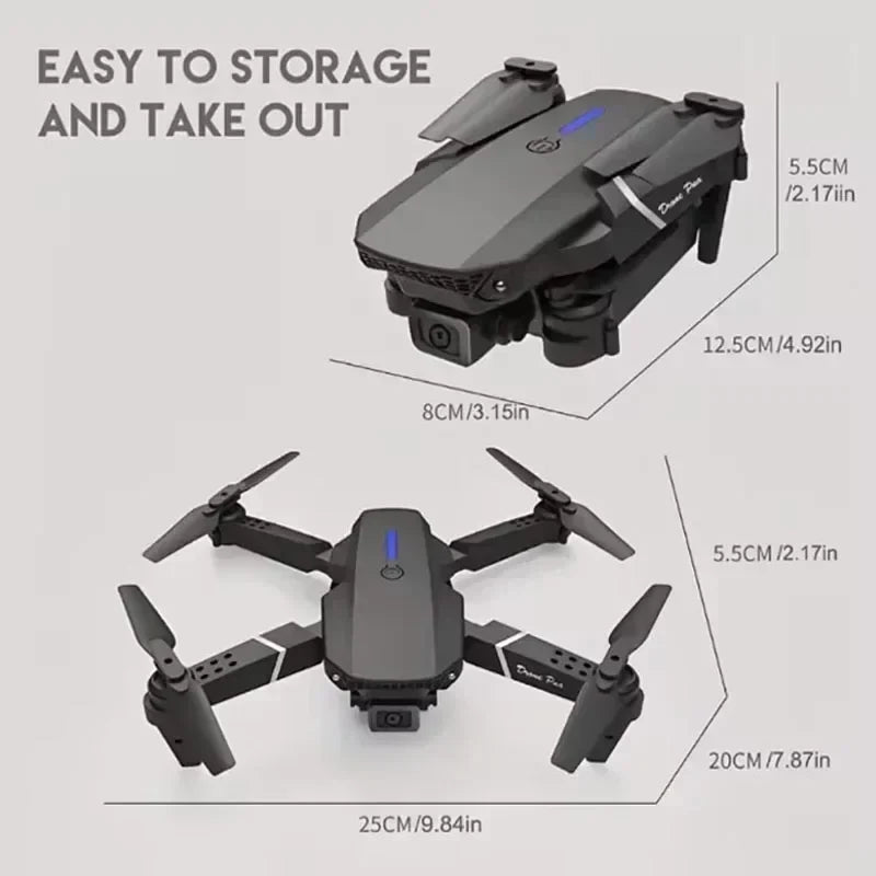 רחפן E88 Pro מתקפל עם WiFi ו-FPV — מצלמת HD, שמירת גובה - Desfino