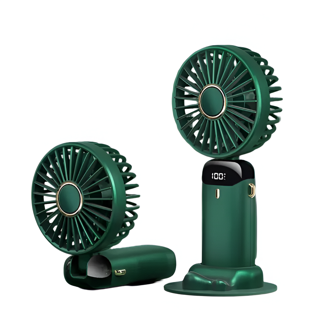 VentoMax genopladelig håndholdt ventilator - støjsvag med 5 hastigheder og 90° drejning - Desfino