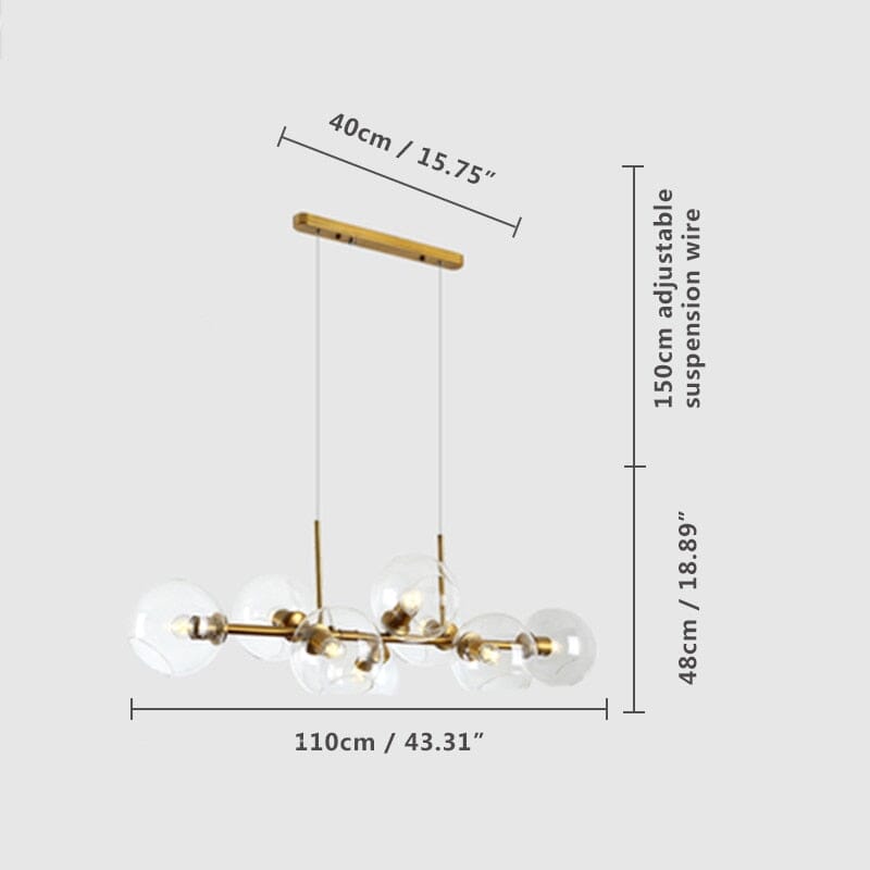 Żyrandol bąbelkowy Aveline — wisząca lampa LED 56W w kolorze czarno-złotym, 40 x 110cm - Desfino