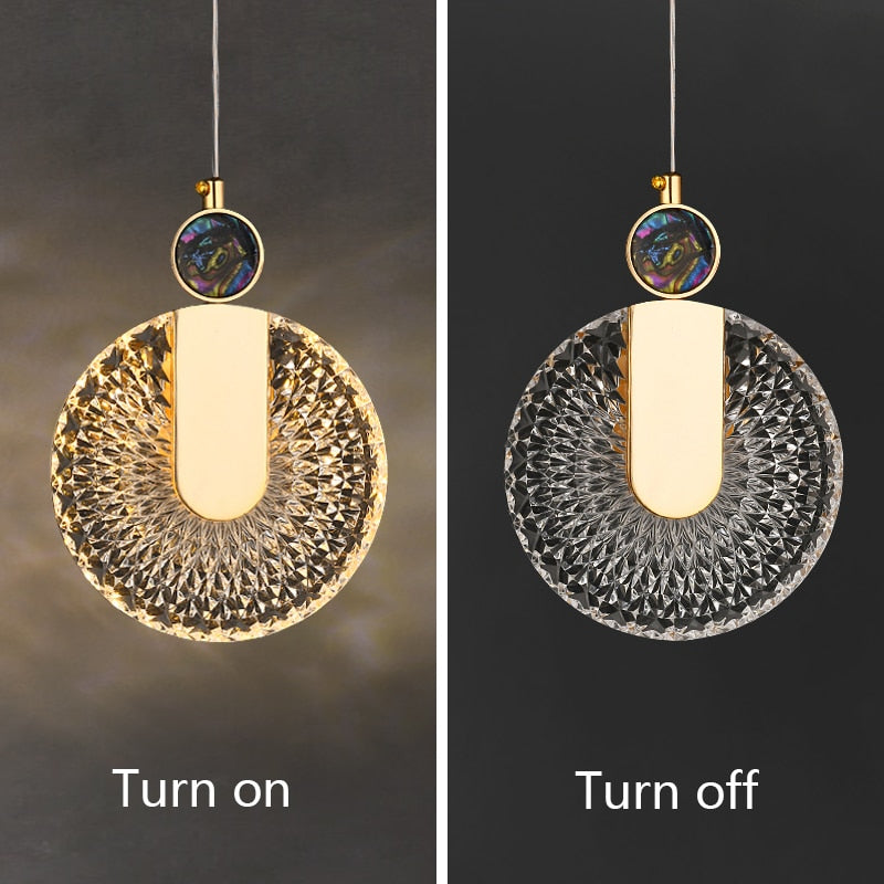 Aurelia Gold LED-Pendelleuchte – runde Kristall-Hängeleuchte