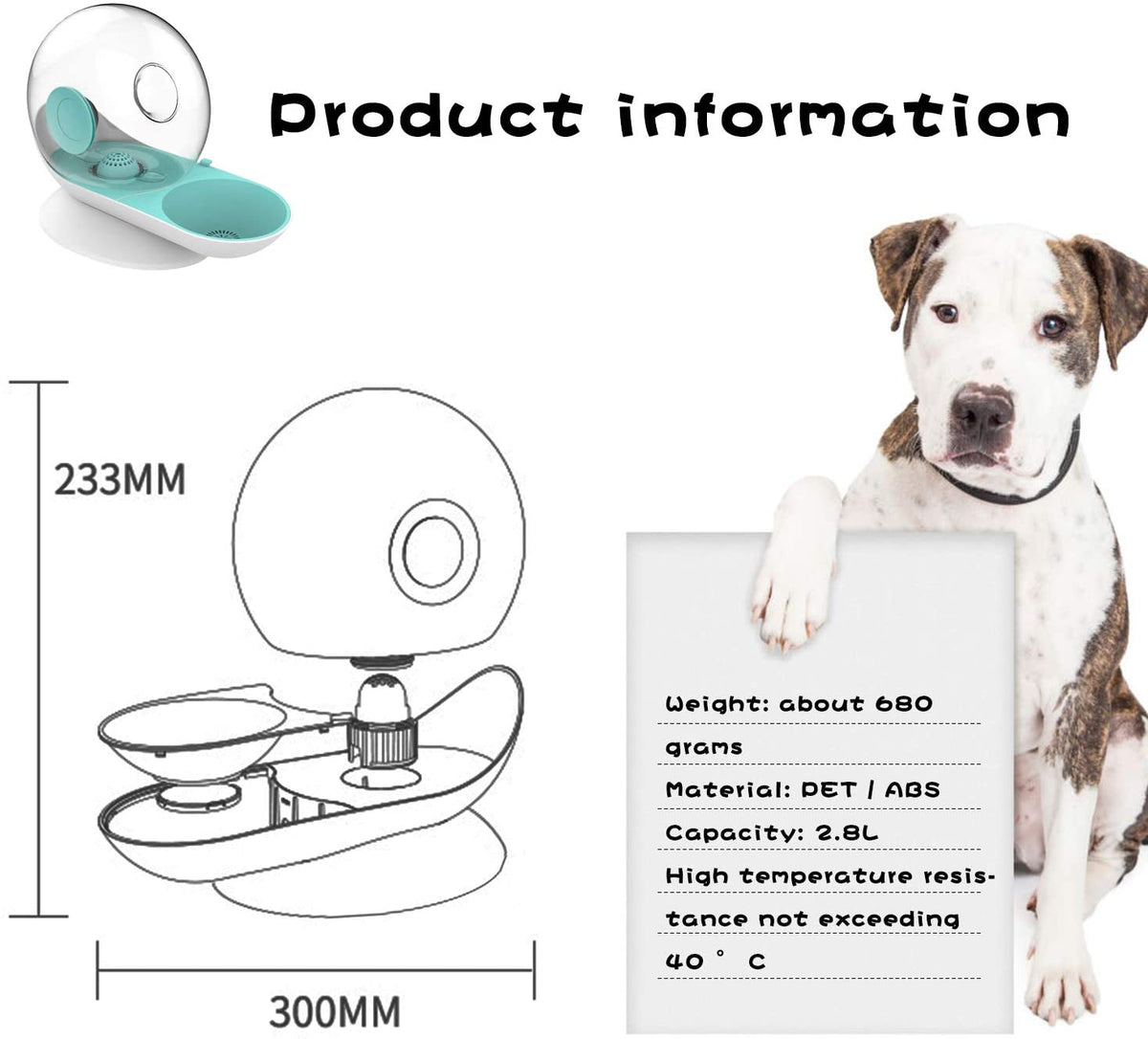 PetFlow 2,8-Liter-Automatik-Trinkbrunnen für Katzen und Hunde - Desfino