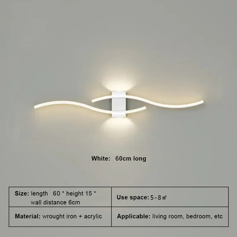 מנורת קיר LED בעלת קשת כפולה NovaArc — שחור וזהב, בשליטה מרחוק - Desfino