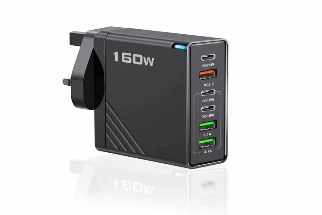 Estação de carregamento rápido USB-C Power Delivery de 160W com 6 portas - Desfino