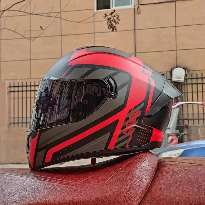 Casque de moto intégral LVS-701 — chaleur hivernale, double visière - Desfino