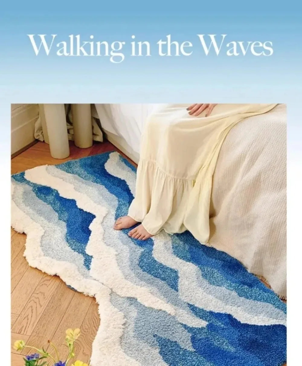 Marisyl getuft oceaangolventapijt — antislip decoratief vloerkleed - Desfino